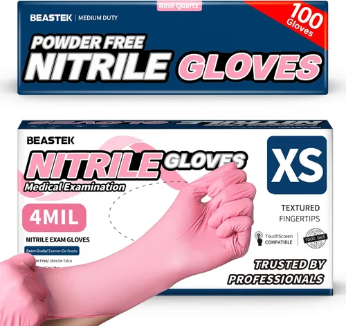 Vista 10 de Beastek Nitrile Disposable Exam Gloves, 4Mil 100 Ct Powder-Free Latex-Free Food-Safe for Cooking Medical Esthetician, Orchid