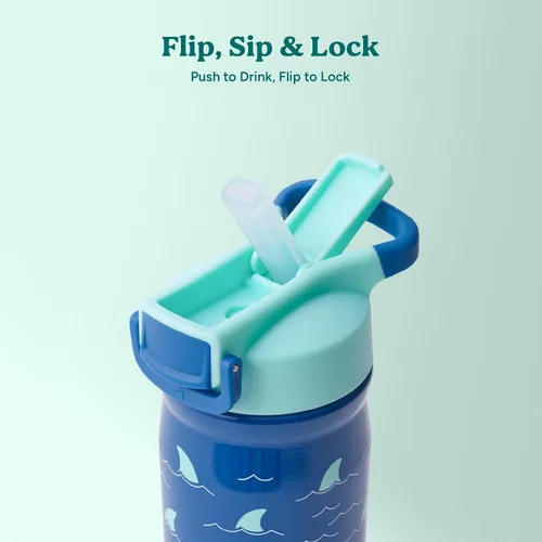 Vista 32 de Reduce Hydrate Pro Kids - Botella de agua aislada de acero inoxidable de 14 onzas con pajilla, vaso a prueba de derrames para niños, retención