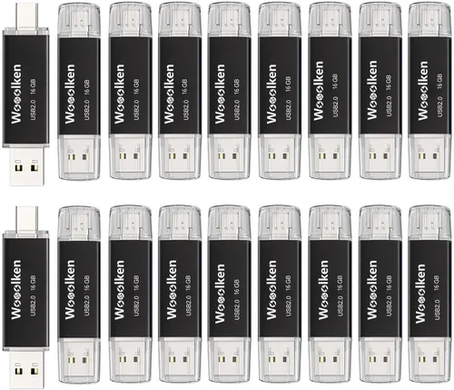 Vista 20 de Unidad flash USB C de 8 GB, paquete de 10 unidades flash Wooolken tipo C + USB 2.0 Thumb Drive OTG Memory Stick compatible con iPhone 16/15