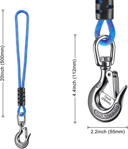 Vista 6 de Dolibest Conector rápido de cuerda de remolque para tubería - Arnés de remolque de barco con gancho de acero inoxidable (rotación 360) - 20 pulgadas