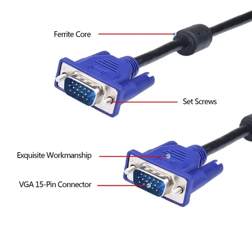Vista 3 de Paquete de 3 cables VGA a VGA, cable HD15 macho a macho de 10 pies para monitor de computadora de TV con conector azul 3Pack 10Ft HD15 VGA male to