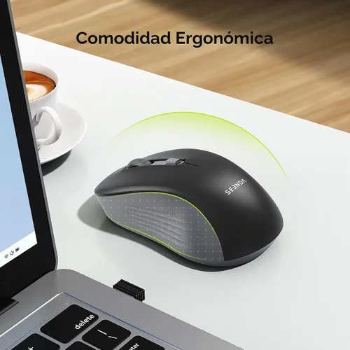 Vista 3 de seenda Ratón inalámbrico Bluetooth, Bluetooth y modo dual USB de 2.4G, clics silenciosos, seguimiento suave de 1600 DPI, diseño ergonómico, duración