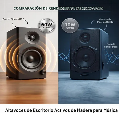 Vista 3 de Altavoces de computadora alimentados para PC de escritorio y Negro