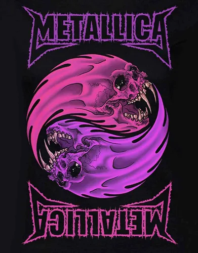 Vista 3 de Metallica T Shirt Yin Yang Purple Band Logo Official Womens Junior Fit Black
