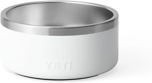 Vista 3 de YETI Boomer 4 - Cuenco antideslizante de acero inoxidable para perros, capacidad para 32 onzas Blanco