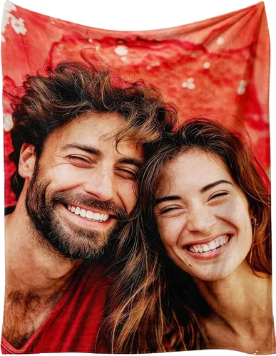 Vista 2 de Manta personalizada con imagen, manta personalizada con texto de fotos, manta de fotos personalizada para mamá, papá, hermana, amigos, para 1 Foto