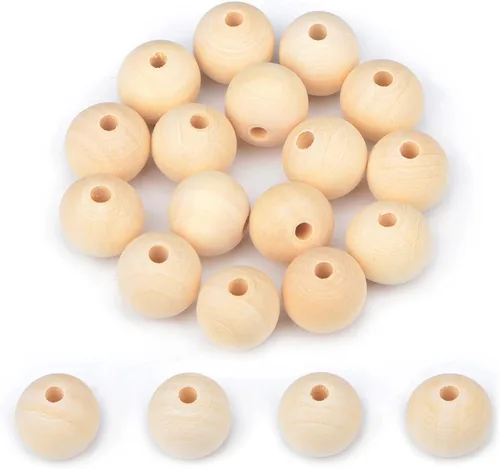 Vista 7 de AD Beads Cuentas de madera redondas naturales sin terminar para hacer guirnaldas, trenzas, macramé y joyería (0.315 in-500 piezas)