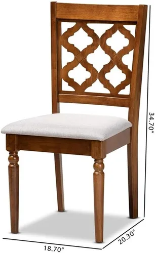 Vista 3 de BOWERY HILL Juego de sillas de comedor de 2 piezas de madera tapizada gris y acabado marrón