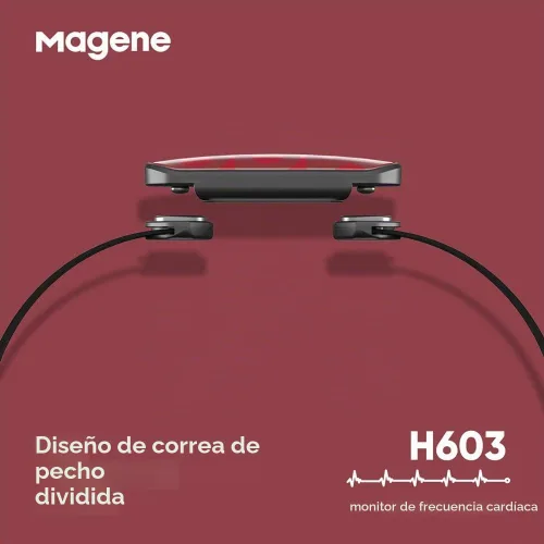 Vista 3 de Magene H603 - Monitor de frecuencia cardíaca con correa de pecho, compatible con ANT+ y Bluetooth con correa totalmente ajustable, compatible