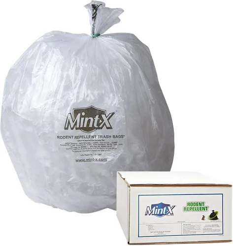 Vista 9 de Mint-X Bolsas de basura repelentes de roedores, 1.3 mil, sello plano, 46 pulgadas de alto x 33 pulgadas de largo, color negro (paquete de 100)