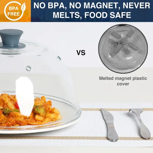 Vista 3 de Lopeztek Cubierta alta de vidrio contra salpicaduras para microondas, 0.9-2.2 pies cúbicos para microondas, protector de salpicaduras para platos