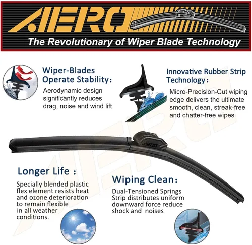 Vista 2 de AERO Avenger - Limpiaparabrisas prémium para todas las estaciones, repuesto del fabricante original del equipo original para Volkswagen VW Touareg