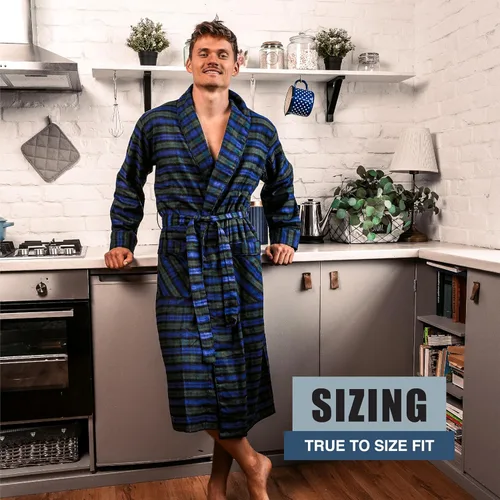 Vista 3 de NORTY Bata de baño suave de algodón cepillado para hombre, bata con cuello de chal, perfecta para baño, spa, dormitorio y más