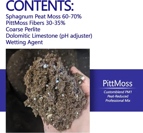Vista 3 de PittMoss PM1 Mezcla de cultivo profesional, orgánica y reducida de turba, con turba de esfagnum y perlita, 2.8 pies cúbicos, para jardines, plantas