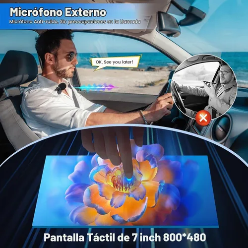 Vista 7 de Estéreo de auto doble DIN con Apple CarPlay y Android Auto, radio de coche con pantalla táctil HD de 7 pulgadas, receptores de audio Bluetooth