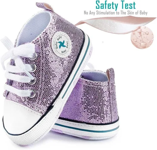 Vista 3 de Zapatos de lona para bebés recién nacidos, suela suave, para los primeros pasos, zapatos planos para niños pequeños, zapatos de mezclilla unisex