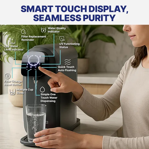 Vista 2 de NU Aqua Sistema de filtro de agua de ósmosis inversa de 8 etapas para encimera RO con UV Filtros de membrana de agua de sedimentos, carbono, malla