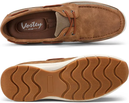 Vista 7 de Vostey Zapatos sin cordones para hombre, con soporte de arco, zapatos de barco para hombre, mocasines ligeros de 2 ojos