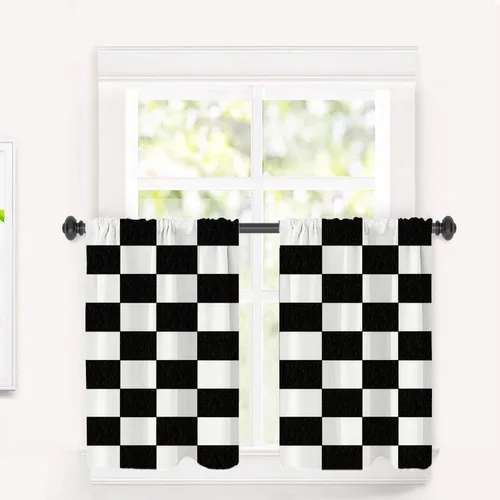 Vista 139 de Cortinas opacas de poliéster multicapa marrón con diseño de bosque natural, 2 unidades, 26 x 24 pulgadas