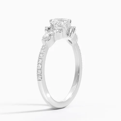Vista 3 de Anillo de compromiso de diamante creado en laboratorio de 1.06 quilates con diseño de cojín blanco de 1.06 quilates con diamantes de laboratorio