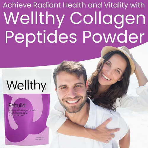 Vista 7 de Wellthy Polvo de proteína de péptidos de colágeno – Colágeno hidrolizado alimentado con pasto para el crecimiento del cabello, piel, uñas, intestino