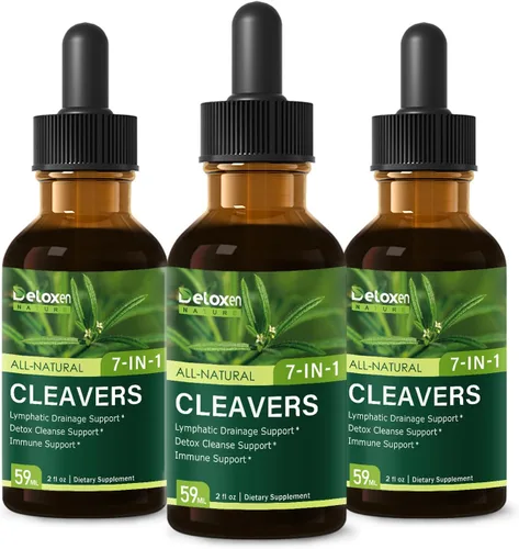 Vista 9 de Cleavers - Gotas de extracto de hierbas para apoyo de drenaje linfático, apoyo de limpieza desintoxicante con cola de caballo de diente de león.