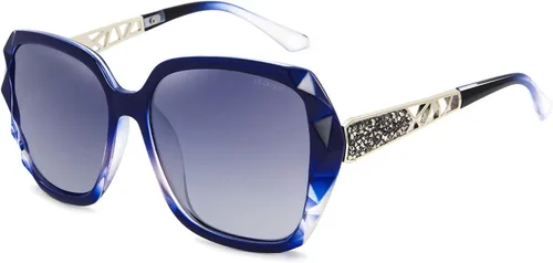 Vista 8 de Gafas de sol de gran tamaño para mujer, polarizadas, protección UV, clásicas, a la moda, para damas, marco negro, lente gris Montura café lente café