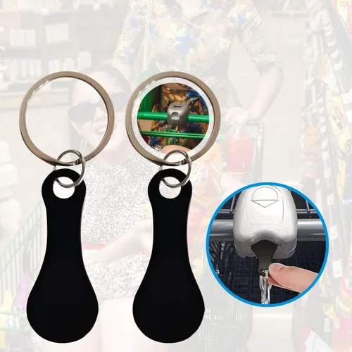 Vista 2 de 2 piezas de aleación de aluminio portátil Trolley Tokens Tokens llavero, llave de liberación de desbloqueo de carro para cambio de medidores