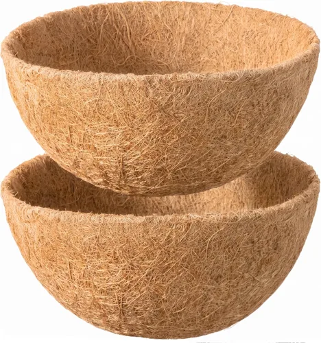 Vista 10 de Paquete de 2 forros de coco de 12 pulgadas para cestas colgantes, revestimientos naturales para cestas colgantes de coco para macetas, forro