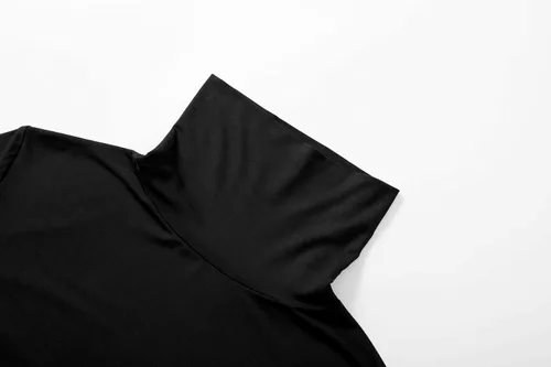 Vista 3 de Camisas de manga larga con cuello alto para mujer, ajustadas, ligeras, capa base, tops casuales