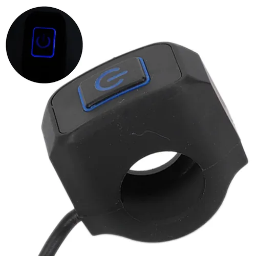 Vista 8 de Yctze Interruptor de manillar de motocicleta de 0.866 in, botón de control universal para faros delanteros (metal ABS) (azul)