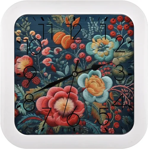 Vista 13 de 10" Square Modern Wall Clock,Animal Feathers Print Kitchen Clocks Wall Battery Operated,Silent Non Ticking Unique Funny Cute Wall Clock for Living