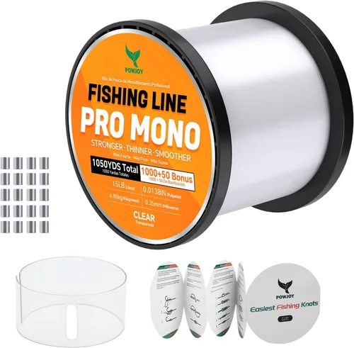 Vista 22 de Monofilament Fishing Line, Invisible Nylon Wire, Knot Guide Cards Transparente