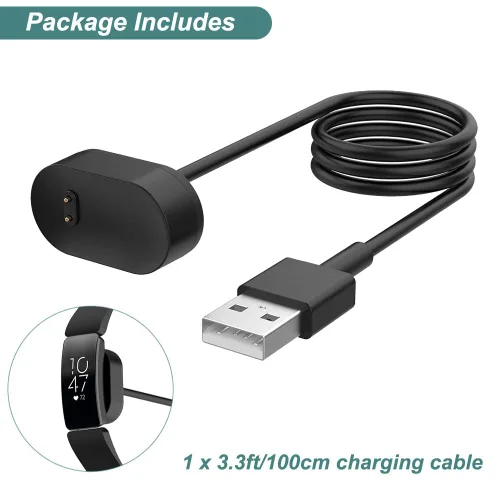 Vista 6 de Cargador para Fitbit Inspire HR y Ace 2, cable de carga USB de repuesto para pulsera inteligente Inspire (3.3 pies/39.4 in)