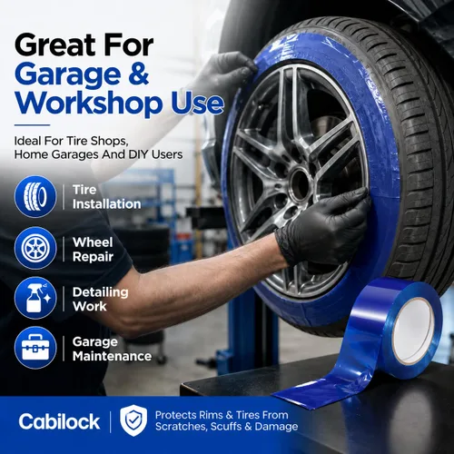 Vista 7 de Cabilock Cinta protectora de llanta de 1 rollo para ruedas de coche, película protectora de llanta PE, fácil instalación, cubo de protección