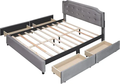 Vista 7 de SOFTSEA Base de cama tapizada Queen con cajones