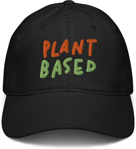 Vista 2 de Ripple Junction Gorra de béisbol ajustable con letras naranjas y verdes a base de plantas