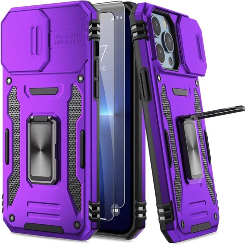 Vista 29 de Funda para iPhone 13 Pro con protector de pantalla, cristal transparente, antiamarillo, acrílico resistente, funda protectora de grado militar