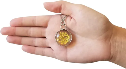 Vista 33 de Queen Anne's - Collar de encaje con colgante de flor prensada real en cristal hecho a mano, joyería de flores silvestres, collares de encaje
