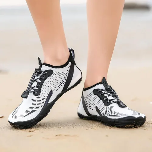 Vista 6 de Whatseaso Zapatos acuáticos para mujeres y hombres, de secado rápido, zapatos descalzos para buceo, natación, surf, aqua, caminar, playa, yoga