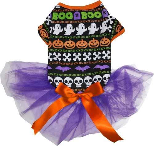 Vista 5 de Petitebella Vestido para perro cachorro con tema de Halloween (huesos/blanco, XS)
