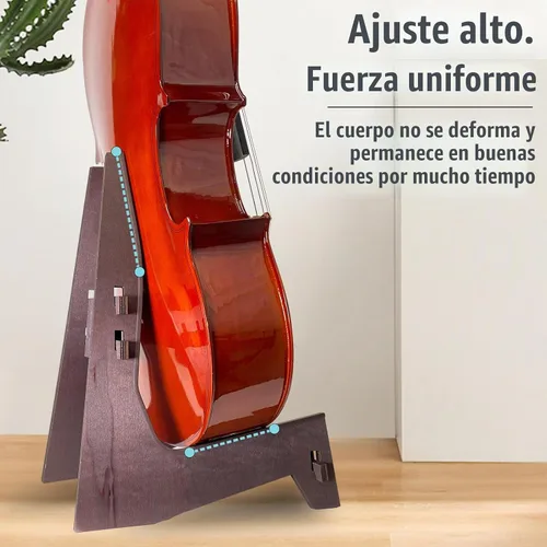 Vista 2 de Soporte de madera para violonchelo con soporte para arco
