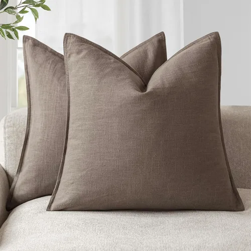 Vista 21 de Foindtower Juego de 2, Fundas Decorativas de Almohada de Lino Sólido Suaves Fundas de Cojín Europeo de Acento Estilo Granja Neutral para Silla Sofá