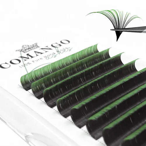 Vista 23 de CoMango Easy Fan - Extensiones de pestañas rizadas C/D de 0.05/0.003 in, pestañas de volumen que florecen automáticamente, color negro mate 2D-20D