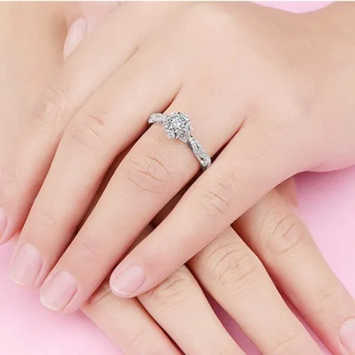 Vista 43 de Iumer - Anillo de zircón de dos piezas con incrustaciones de diamantes de imitación artificiales para mujer, talla 6-10.