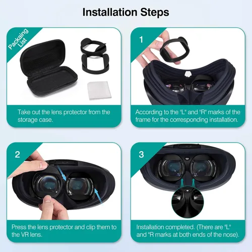 Vista 5 de PECOOVR Rubber Lens Protector for PlayStation VR2 Accessories, Silicone Insert Spacer for PSVR2, Anti-Scratch Glasses Bumper for PS5 VR2 Prevent