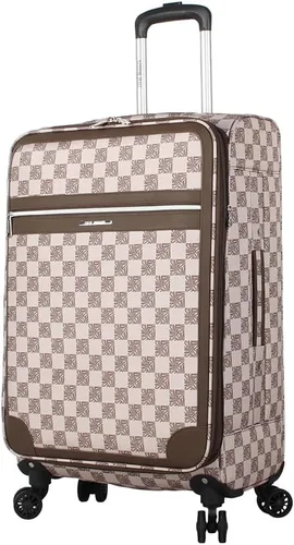 Vista 77 de Steve Madden Equipaje de diseñador, Chalet Gris Claro, Juego de maleta giratoria ligera expandible de 3 piezas - Juego de viaje