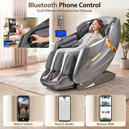 Vista 8 de Silla de masaje 4D de cuerpo completo, reclinable, gravedad cero Plateado