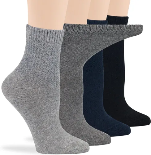 Vista 80 de 7BIGSTARS KINGDOM Women's Cotton Quarter Non-Binding Diabetic Fashion Socks-L-M-4 Pack-Multicolor