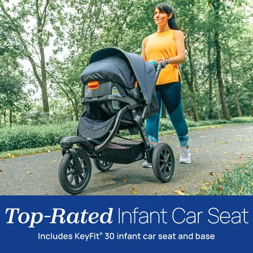 Vista 8 de Chicco Activ3 - Cochecito para correr y asiento de coche, sistema de viaje Solar/Grey, infant car seat and stroller combo, foam-filled tires, UPF